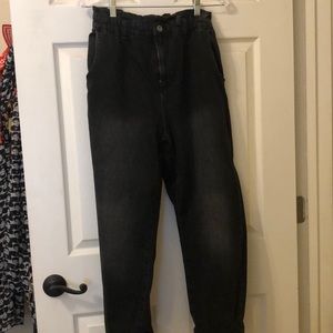 Zara on trend paper bag waist black jeans